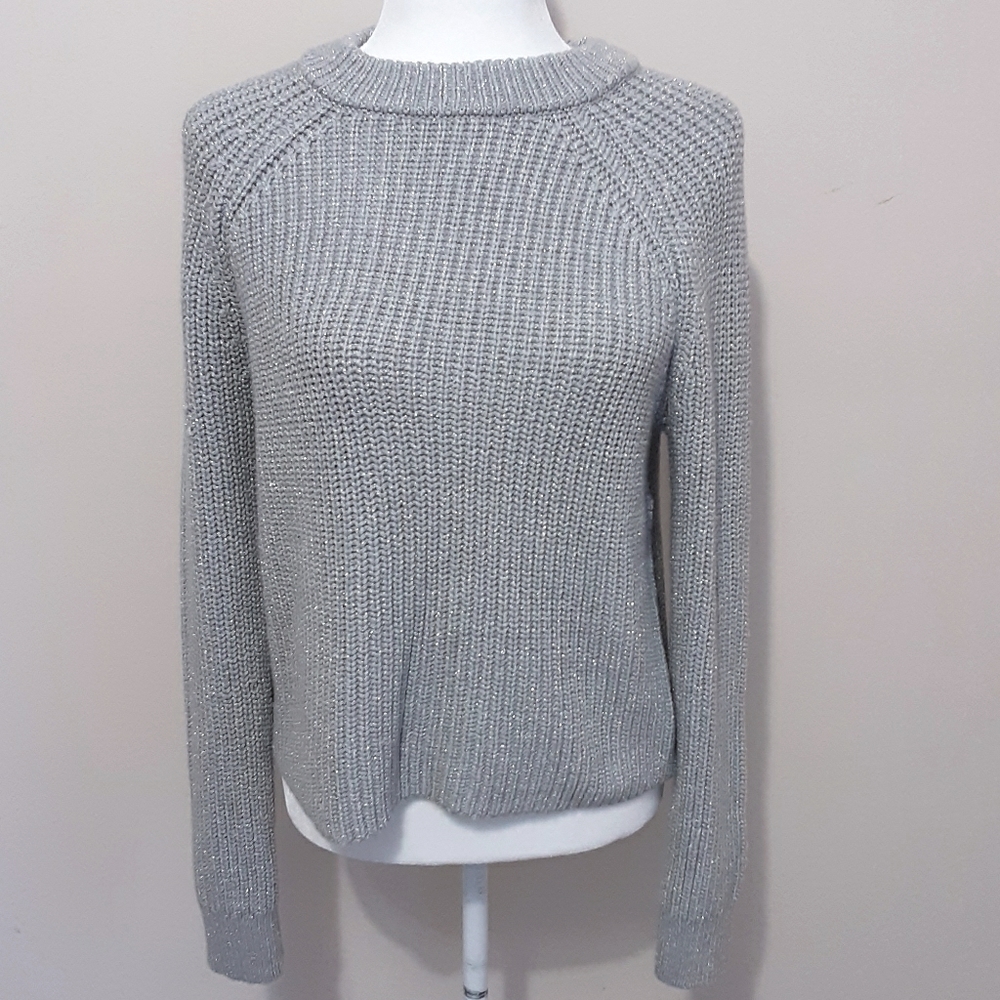 NWT BR Gray Shimmery Crew Neck Sweater